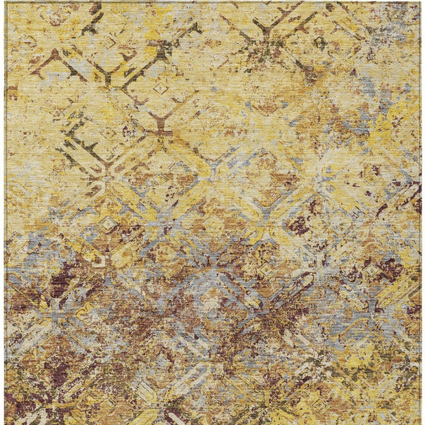 Homeroots 3' Beige Brown Copper Geometric Washable Indoor Outdoor Area Rug For Versatile Home Decor Solutions 8' X 10' Polyester 586123