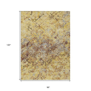 Homeroots 3' Beige Brown Copper Geometric Washable Indoor Outdoor Area Rug For Versatile Home Decor Solutions 8' X 10' Polyester 586123