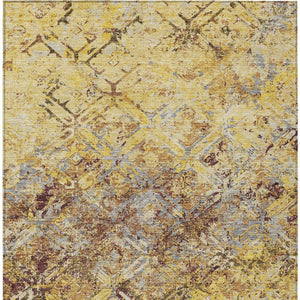 Homeroots 3' Beige Brown Copper Geometric Washable Indoor Outdoor Area Rug For Versatile Home Decor Solutions 9' X 12' Polyester 586124