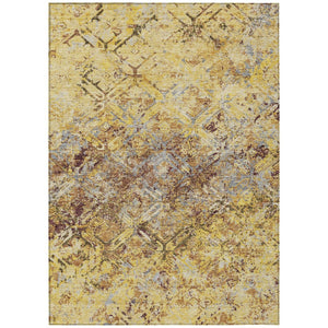 HomeRoots 9' Geometric Wheat Gold and Gray Area Rug - Stylish, Washable Indoor/Outdoor Design for High Traffic Spaces 9' X 12' 586124