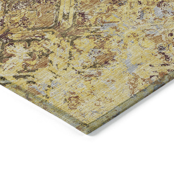 Homeroots 3' Beige Brown Copper Geometric Washable Indoor Outdoor Area Rug For Versatile Home Decor Solutions 9' X 12' Polyester 586124