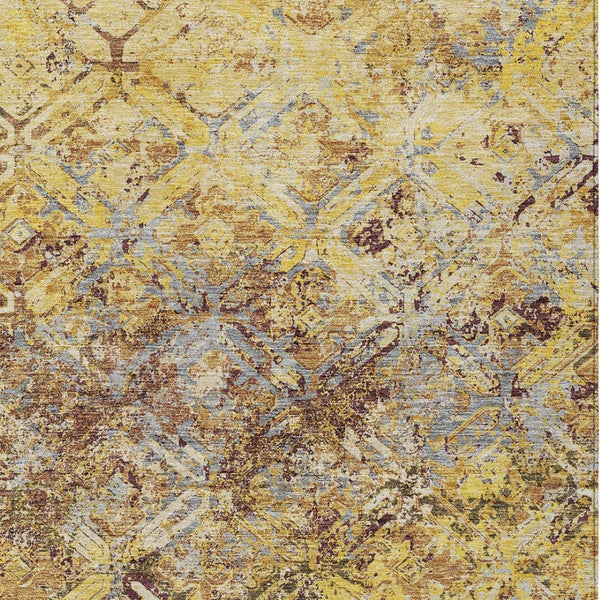 Homeroots 3' Beige Brown Copper Geometric Washable Indoor Outdoor Area Rug For Versatile Home Decor Solutions 10' X 14' Polyester 586125