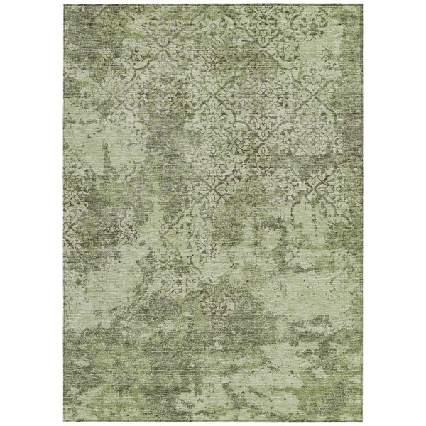 Homeroots 3' Floral Washable Area Rug In Artichoke & Fern Green - Perfect For Indoor & Outdoor Spaces! 3' X 5' Polyester 586126