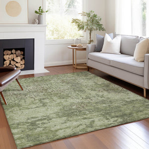 Homeroots 3' Floral Washable Area Rug In Artichoke & Fern Green - Perfect For Indoor & Outdoor Spaces! 3' X 5' Polyester 586126