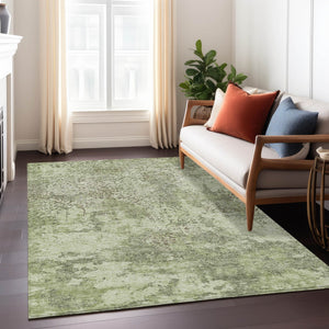 Homeroots 3' Floral Washable Area Rug In Artichoke & Fern Green - Perfect For Indoor & Outdoor Spaces! 3' X 5' Polyester 586126