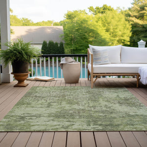 Homeroots 3' Floral Washable Area Rug In Artichoke & Fern Green - Perfect For Indoor & Outdoor Spaces! 3' X 5' Polyester 586126