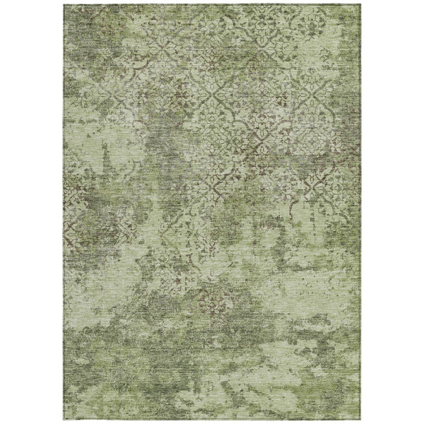 Homeroots 3' Floral Washable Area Rug In Artichoke & Fern Green - Perfect For Indoor & Outdoor Spaces! 8' X 10' Polyester 586129
