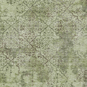 Homeroots 3' Floral Washable Area Rug In Artichoke & Fern Green - Perfect For Indoor & Outdoor Spaces! 8' X 10' Polyester 586129