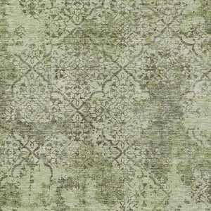 Homeroots 3' Floral Washable Area Rug In Artichoke & Fern Green - Perfect For Indoor & Outdoor Spaces! 9' X 12' Polyester 586130