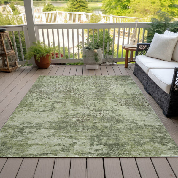 Homeroots 3' Floral Washable Area Rug In Artichoke & Fern Green - Perfect For Indoor & Outdoor Spaces! 10' X 14' Polyester 586131