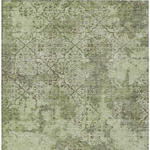 Homeroots 3' Floral Washable Area Rug In Artichoke & Fern Green - Perfect For Indoor & Outdoor Spaces! 10' X 14' Polyester 586131
