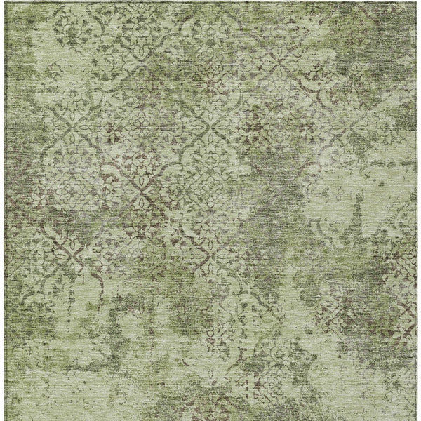 Homeroots 3' Floral Washable Area Rug In Artichoke & Fern Green - Perfect For Indoor & Outdoor Spaces! 10' X 14' Polyester 586131