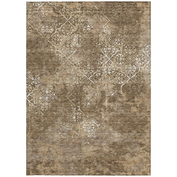 Homeroots 3' Floral Washable Area Rug In Artichoke & Fern Green - Perfect For Indoor & Outdoor Spaces! 3' X 5' Polyester 586132