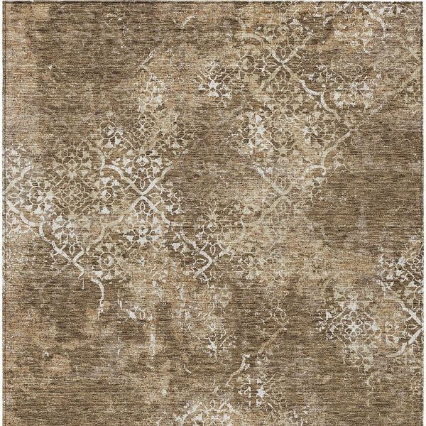 Homeroots 3' Floral Washable Area Rug In Artichoke & Fern Green - Perfect For Indoor & Outdoor Spaces! 3' X 5' Polyester 586132