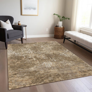 Homeroots 3' Floral Washable Area Rug In Artichoke & Fern Green - Perfect For Indoor & Outdoor Spaces! 3' X 5' Polyester 586132
