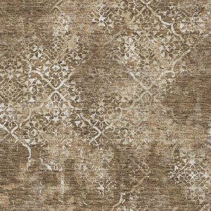 Homeroots 3' Floral Washable Area Rug In Artichoke & Fern Green - Perfect For Indoor & Outdoor Spaces! 5' X 8' Polyester 586133