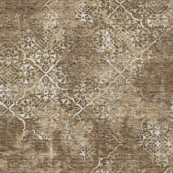 Homeroots 3' Floral Washable Area Rug In Artichoke & Fern Green - Perfect For Indoor & Outdoor Spaces! 5' X 8' Polyester 586133