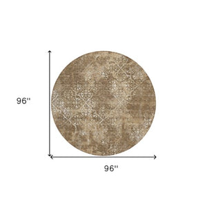 Homeroots 3' Floral Washable Area Rug In Artichoke & Fern Green - Perfect For Indoor & Outdoor Spaces! 8' Round Polyester 586134