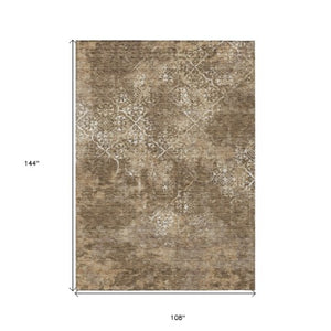Homeroots 3' Floral Washable Area Rug In Artichoke & Fern Green - Perfect For Indoor & Outdoor Spaces! 9' X 12' Polyester 586136