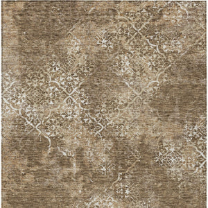 Homeroots 3' Floral Washable Area Rug In Artichoke & Fern Green - Perfect For Indoor & Outdoor Spaces! 10' X 14' Polyester 586137
