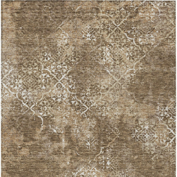 Homeroots 3' Floral Washable Area Rug In Artichoke & Fern Green - Perfect For Indoor & Outdoor Spaces! 10' X 14' Polyester 586137