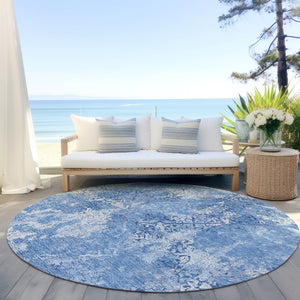 Homeroots 3' Floral Washable Area Rug In Artichoke & Fern Green - Perfect For Indoor & Outdoor Spaces! 8' Round Polyester 586140