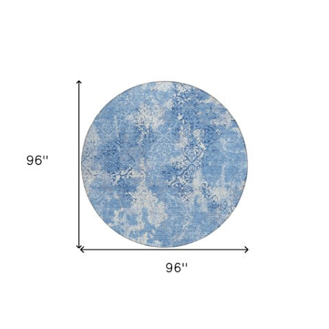 Homeroots 3' Floral Washable Area Rug In Artichoke & Fern Green - Perfect For Indoor & Outdoor Spaces! 8' Round Polyester 586140