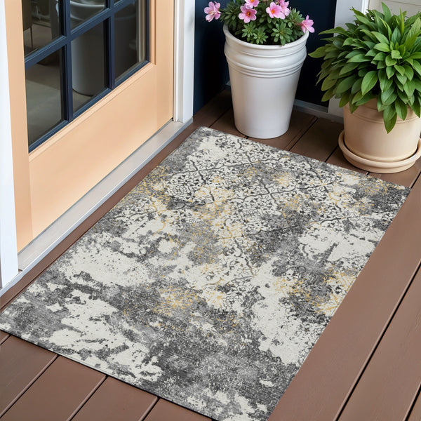 Homeroots 3' Floral Washable Area Rug In Artichoke & Fern Green - Perfect For Indoor & Outdoor Spaces! 3' X 5' Polyester 586144
