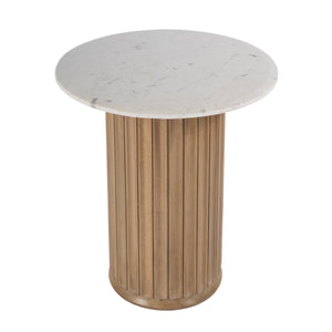 Butler Specialty Geneva Round Marble And Mango Wood Side Table – Elegant Design For Timeless Living Room Style Brown,White Mango,Marble,Mdf 5861455-butler