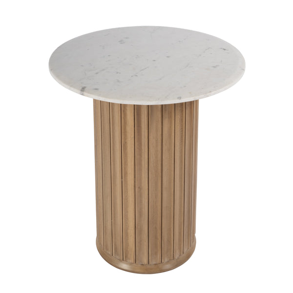 Butler Specialty Geneva Round Marble And Mango Wood Side Table – Elegant Design For Timeless Living Room Style Brown,White Mango,Marble,Mdf 5861455-butler