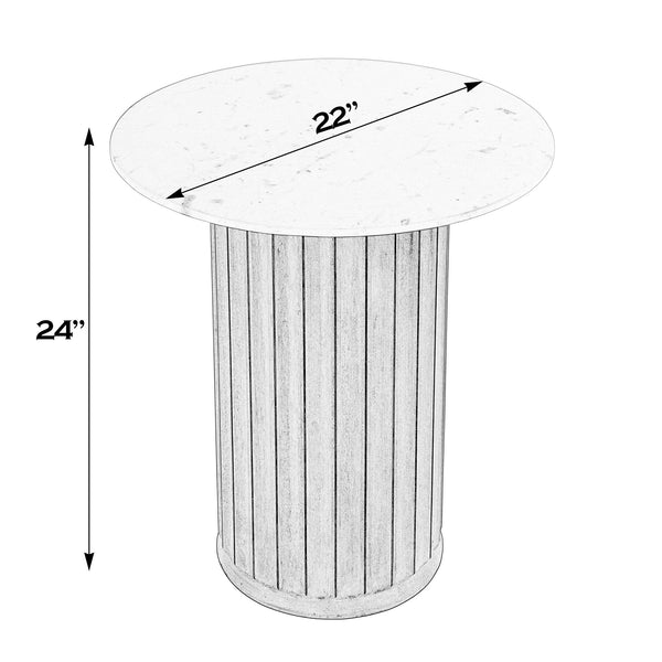 Butler Specialty Geneva Round Marble And Mango Wood Side Table – Elegant Design For Timeless Living Room Style Brown,White Mango,Marble,Mdf 5861455-butler