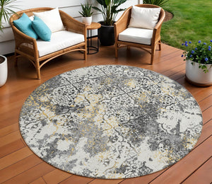 Homeroots 3' Floral Washable Area Rug In Artichoke & Fern Green - Perfect For Indoor & Outdoor Spaces! 8' Round Polyester 586146