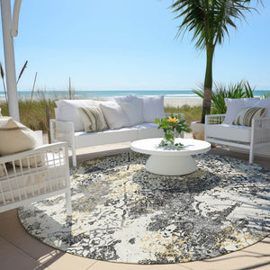 Homeroots 3' Floral Washable Area Rug In Artichoke & Fern Green - Perfect For Indoor & Outdoor Spaces! 8' Round Polyester 586146