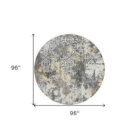 Homeroots 3' Floral Washable Area Rug In Artichoke & Fern Green - Perfect For Indoor & Outdoor Spaces! 8' Round Polyester 586146