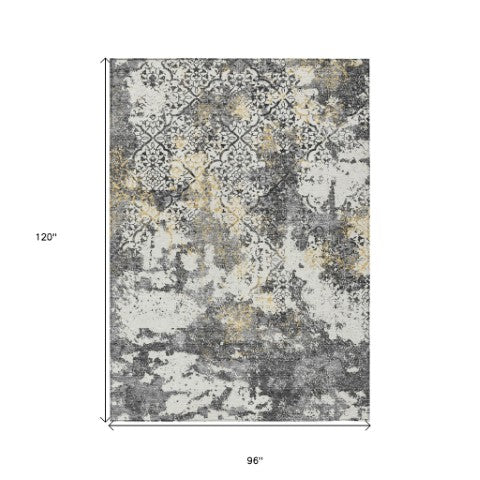 Homeroots 3' Floral Washable Area Rug In Artichoke & Fern Green - Perfect For Indoor & Outdoor Spaces! 8' X 10' Polyester 586147