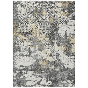 HomeRoots 9' Charcoal Gray and Silver Floral Indoor Outdoor Area Rug – Durable, Easy-Care Elegance for All Spaces 9' X 12' 586148