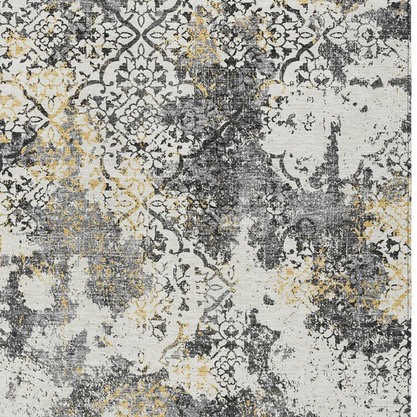 Homeroots 3' Floral Washable Area Rug In Artichoke & Fern Green - Perfect For Indoor & Outdoor Spaces! 10' X 14' Polyester 586149