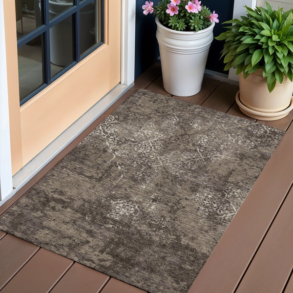 Homeroots 3' Floral Washable Area Rug In Artichoke & Fern Green - Perfect For Indoor & Outdoor Spaces! 3' X 5' Polyester 586150
