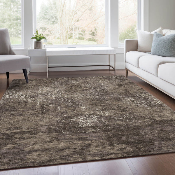 Homeroots 3' Floral Washable Area Rug In Artichoke & Fern Green - Perfect For Indoor & Outdoor Spaces! 3' X 5' Polyester 586150