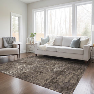 Homeroots 3' Floral Washable Area Rug In Artichoke & Fern Green - Perfect For Indoor & Outdoor Spaces! 3' X 5' Polyester 586150