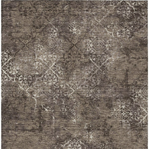 Homeroots 3' Floral Washable Area Rug In Artichoke & Fern Green - Perfect For Indoor & Outdoor Spaces! 5' X 8' Polyester 586151