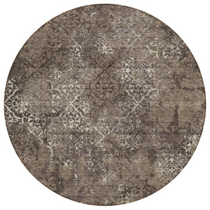 HomeRoots 5' Timeless Floral Charm Washable Area Rug - Durable Indoor Outdoor Style for High-Traffic Spaces 8' Round 586152