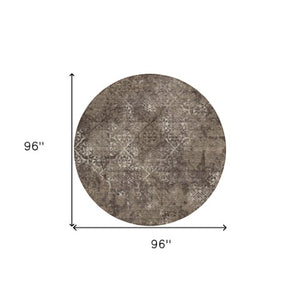 Homeroots 3' Floral Washable Area Rug In Artichoke & Fern Green - Perfect For Indoor & Outdoor Spaces! 8' Round Polyester 586152