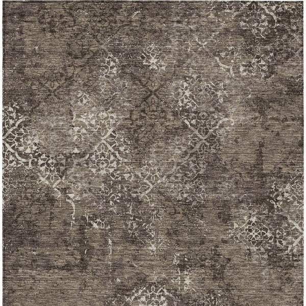 Homeroots 3' Floral Washable Area Rug In Artichoke & Fern Green - Perfect For Indoor & Outdoor Spaces! 8' X 10' Polyester 586153