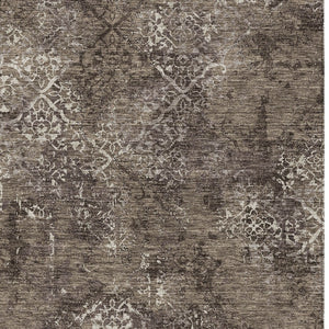 Homeroots 3' Floral Washable Area Rug In Artichoke & Fern Green - Perfect For Indoor & Outdoor Spaces! 8' X 10' Polyester 586153