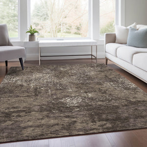 Homeroots 3' Floral Washable Area Rug In Artichoke & Fern Green - Perfect For Indoor & Outdoor Spaces! 8' X 10' Polyester 586153