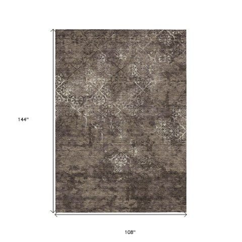 Homeroots 3' Floral Washable Area Rug In Artichoke & Fern Green - Perfect For Indoor & Outdoor Spaces! 9' X 12' Polyester 586154