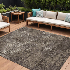 Homeroots 3' Floral Washable Area Rug In Artichoke & Fern Green - Perfect For Indoor & Outdoor Spaces! 9' X 12' Polyester 586154