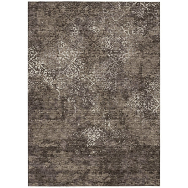 HomeRoots 9' Durable Floral Area Rug - Elegant Brown and Ivory Design for Indoor & Outdoor Spaces, Easy Care 9' X 12' 586154