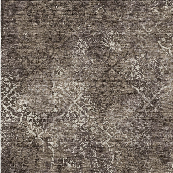 Homeroots 3' Floral Washable Area Rug In Artichoke & Fern Green - Perfect For Indoor & Outdoor Spaces! 9' X 12' Polyester 586154